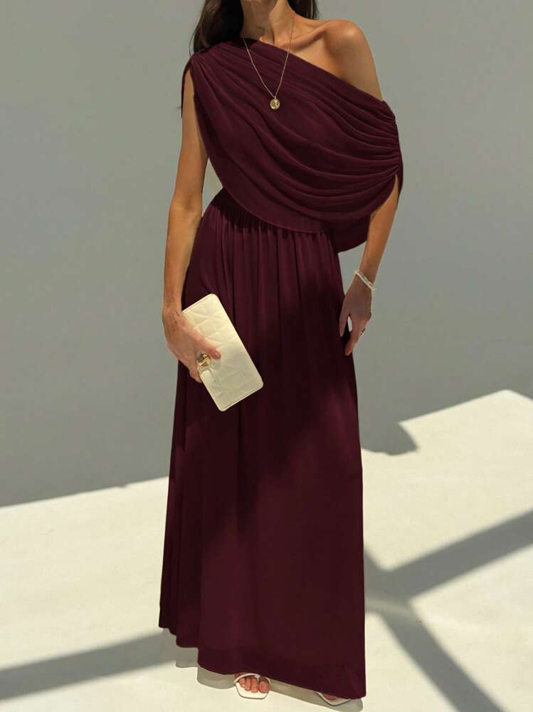 Vestido burgundy asimétrico corteA