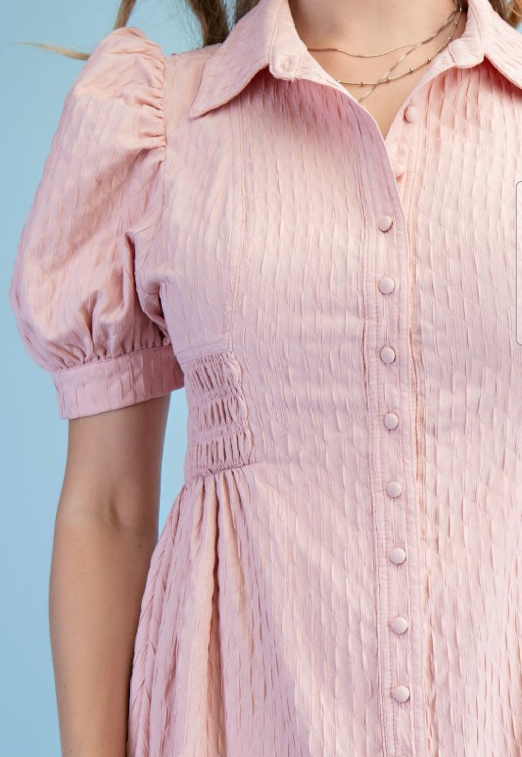 Vestido rosado casual midi con bolsas invisibles