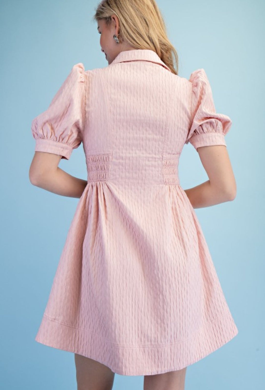 Vestido rosado casual midi con bolsas invisibles