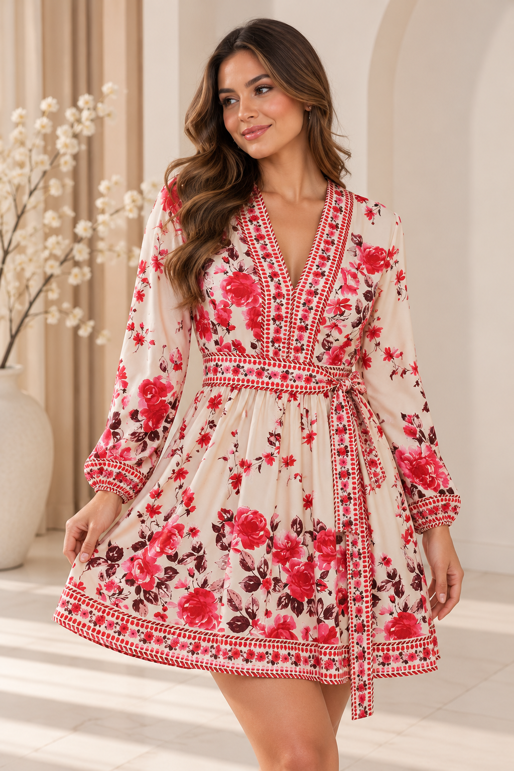 Vestido casual con estampado floral bohemio