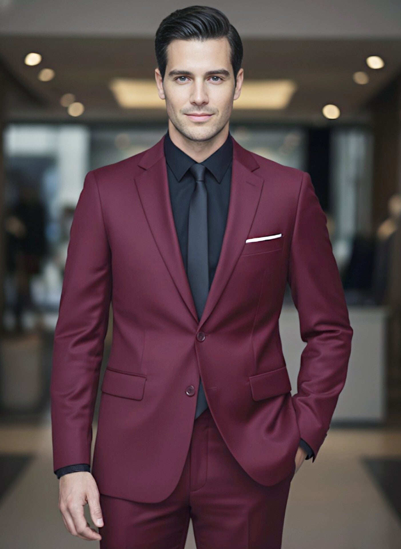 TRAJE ROJO VINO CLARO 2 PIEZAS