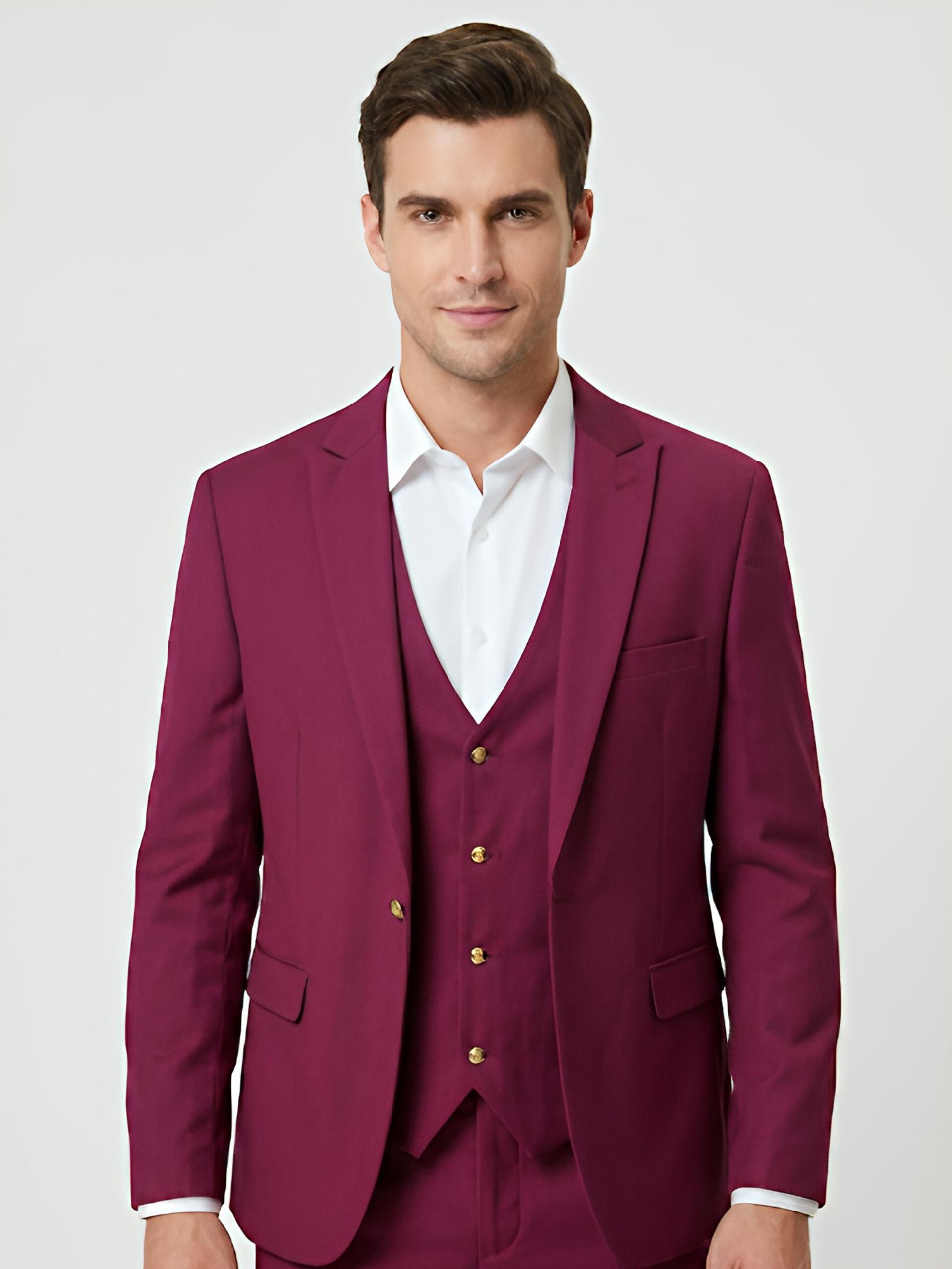 TRAJE ROJO VINO 3 PIEZAS 2XL