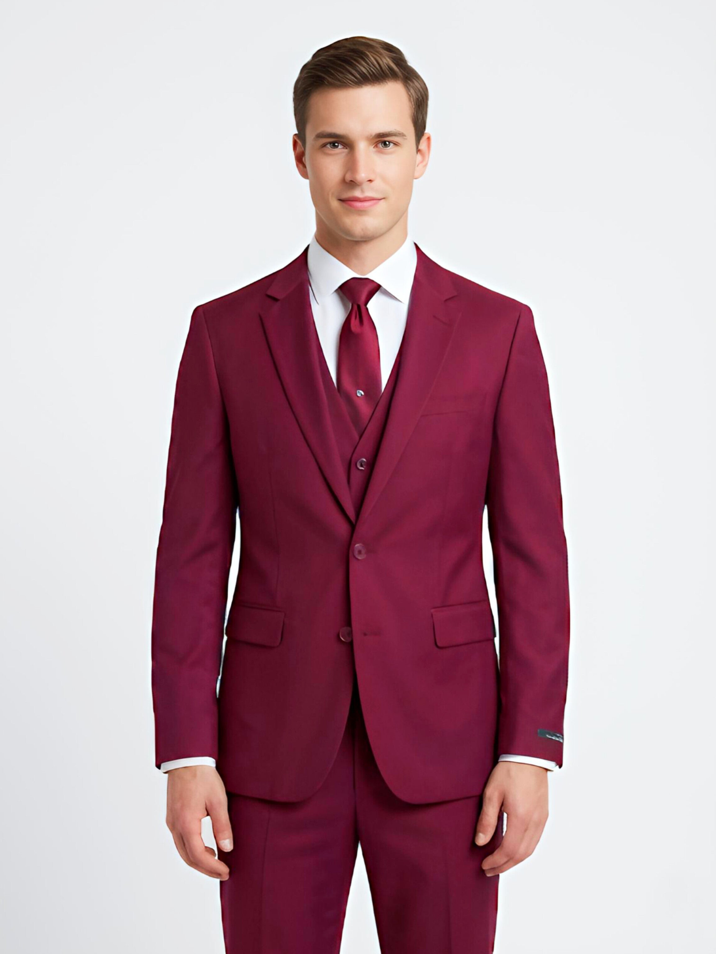 TRAJE ROJO VINO 3 PIEZAS