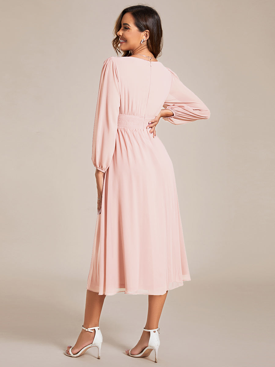 Vestido palo rosa midi manga larga