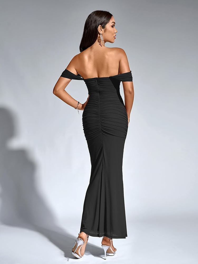 Vestido negro off-the-shoulder stretch