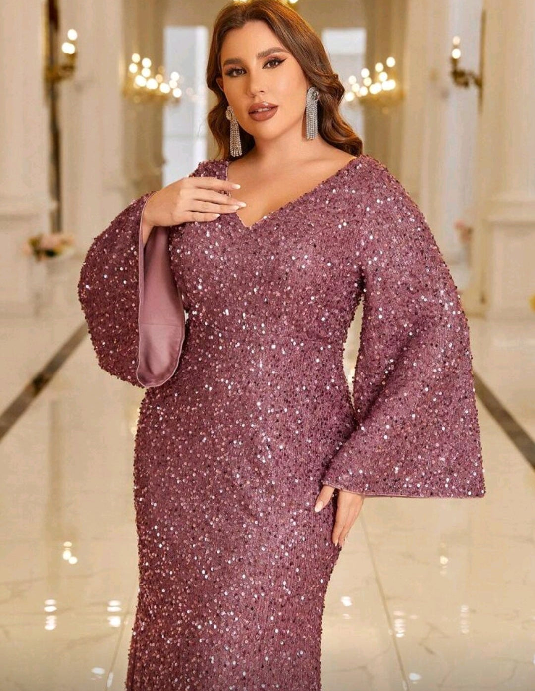 Vestido manga mariposa dusty pink