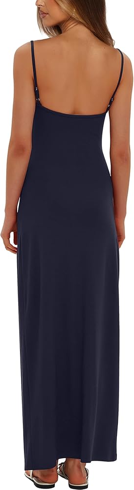 Vestido casual azul marino largo