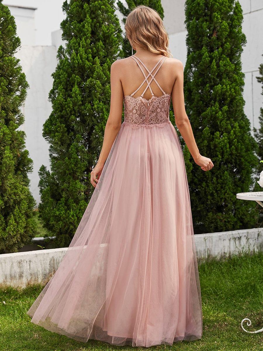 Vestido dusty pink de tul corte A