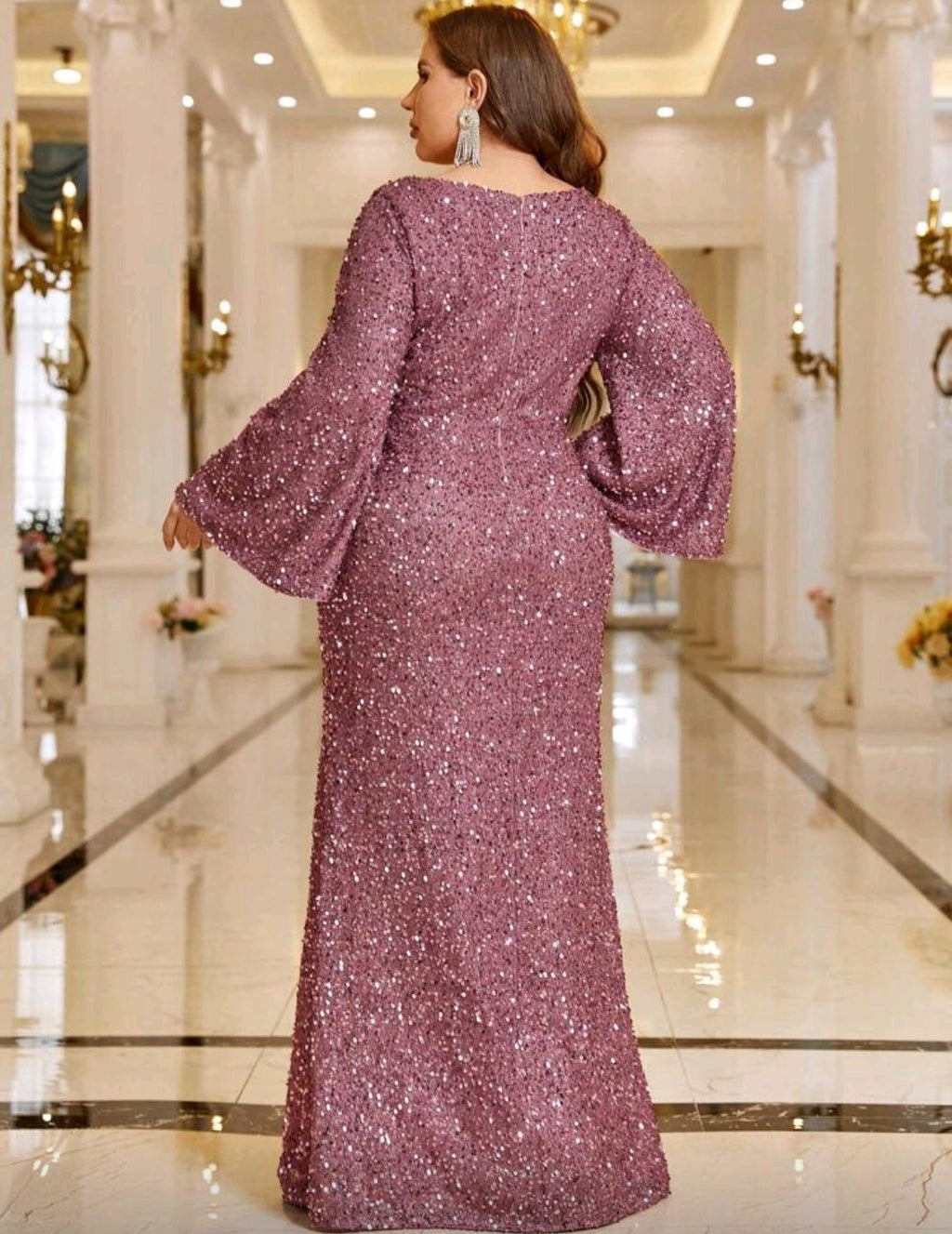 Vestido manga mariposa dusty pink