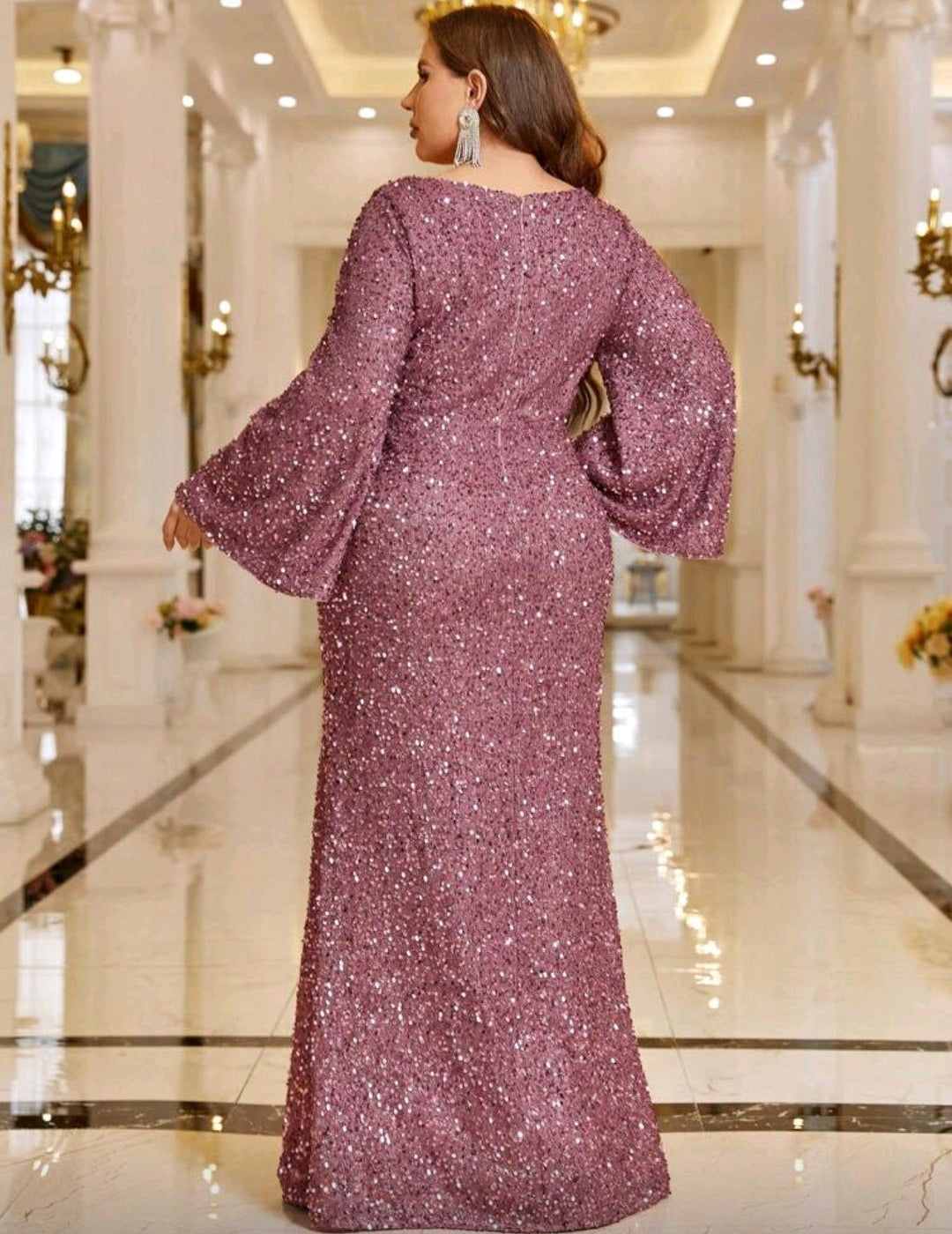 Vestido manga mariposa dusty pink
