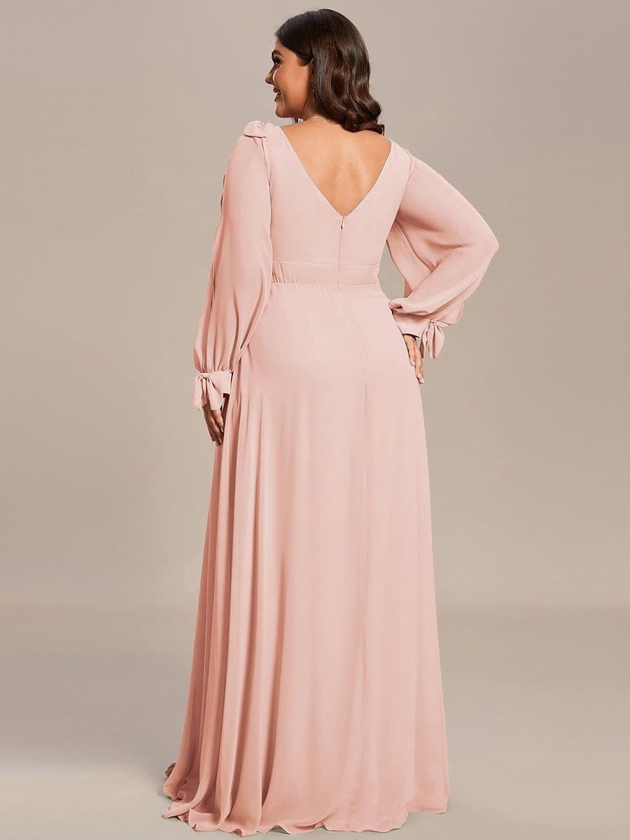 Vestido rosado manga larga corte A