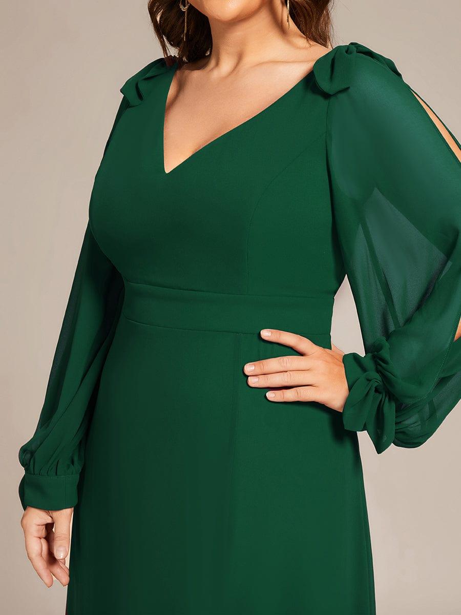 Vestido verde esmeralda manga larga corte A