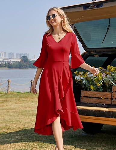 Vestido rojo formal midi