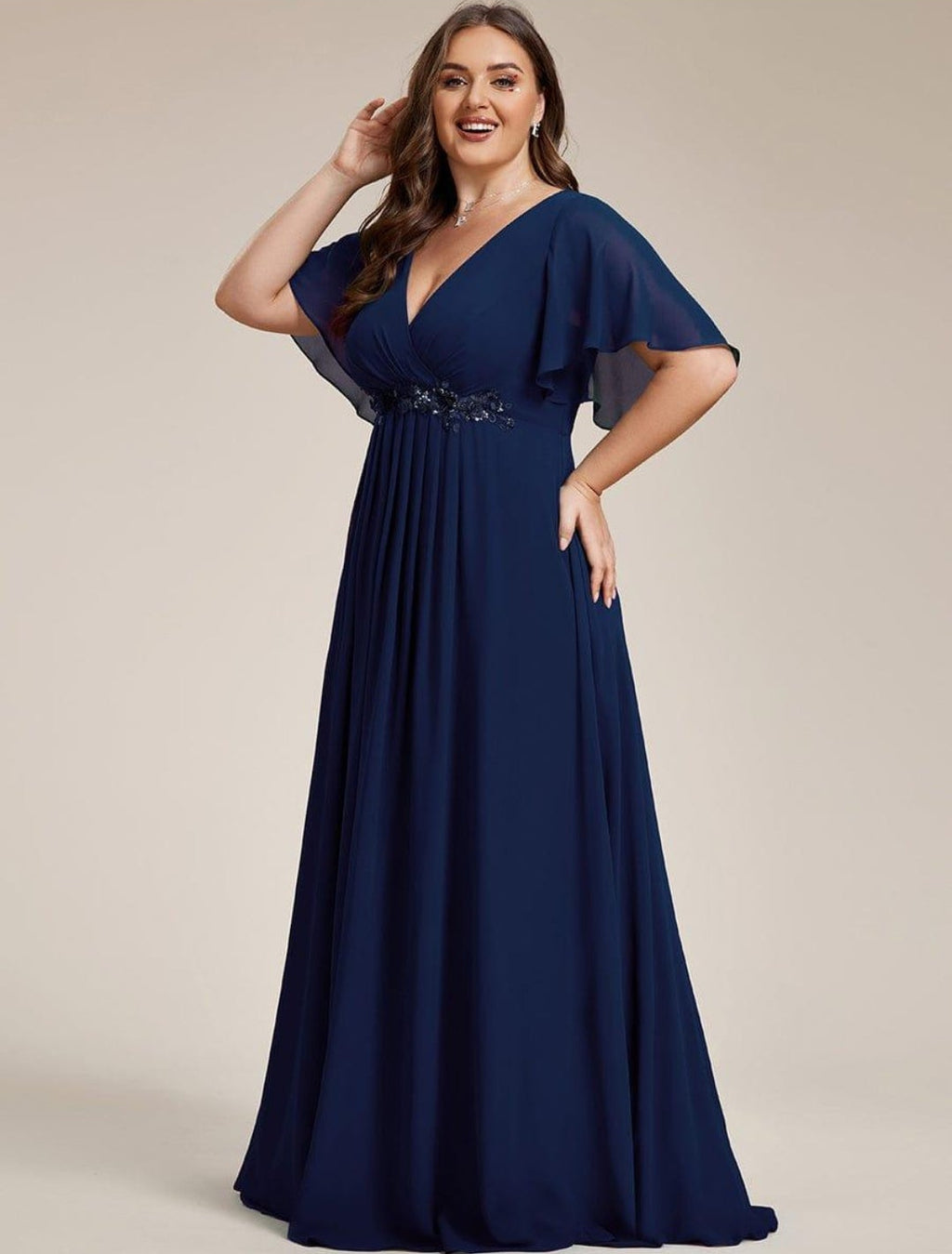 Vestido azul marino corte A manga corta