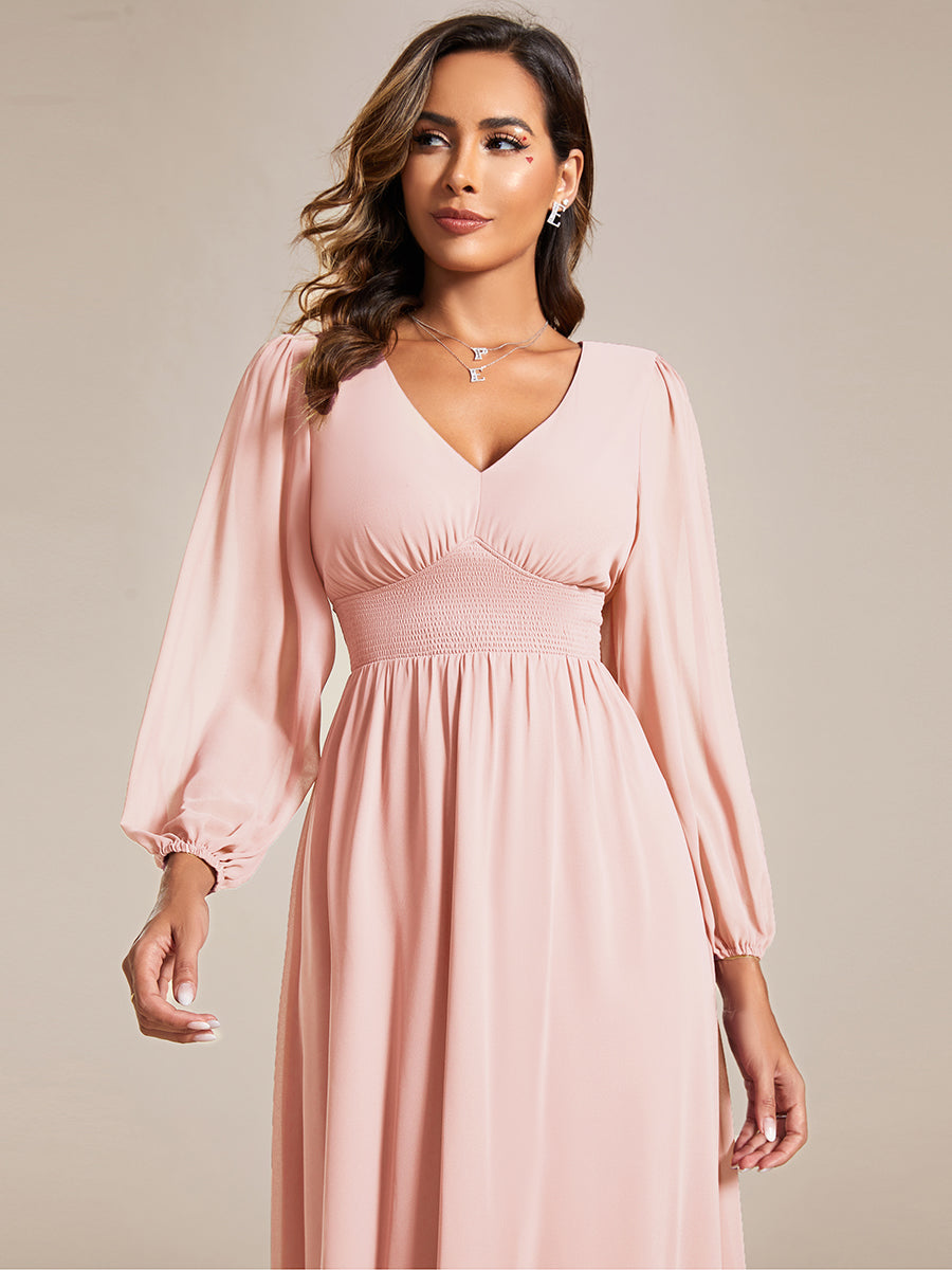 Vestido palo rosa midi manga larga