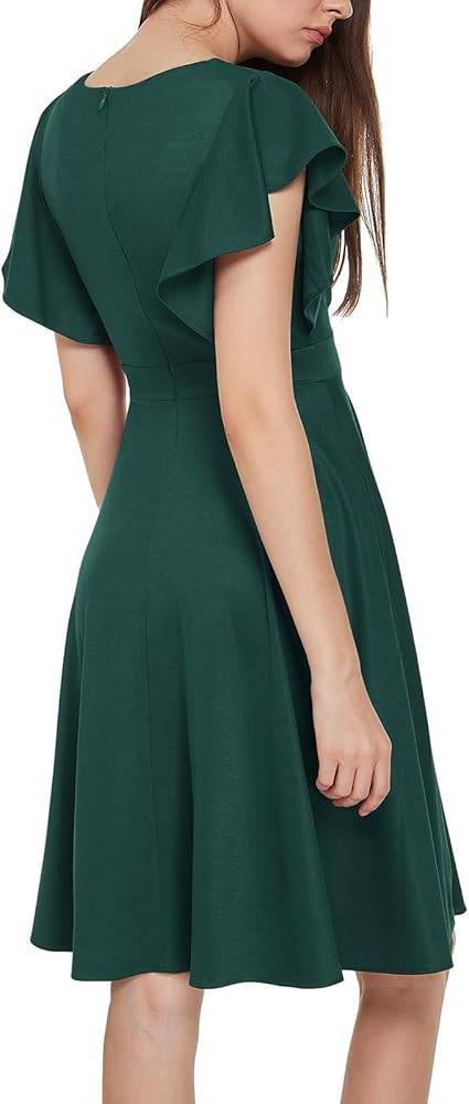 Vestido verde esmeralda midi con escote en V