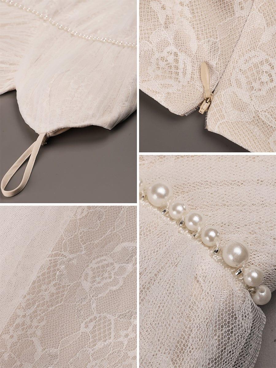 Vestido de Novia – Elegancia con Detalles de Perlas y Encaje