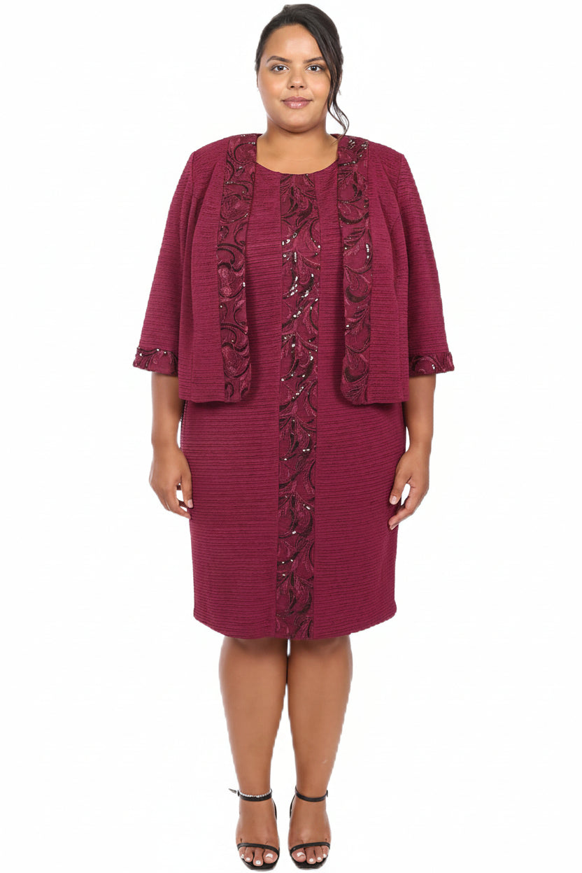 Vestido vino 2 piezas midi