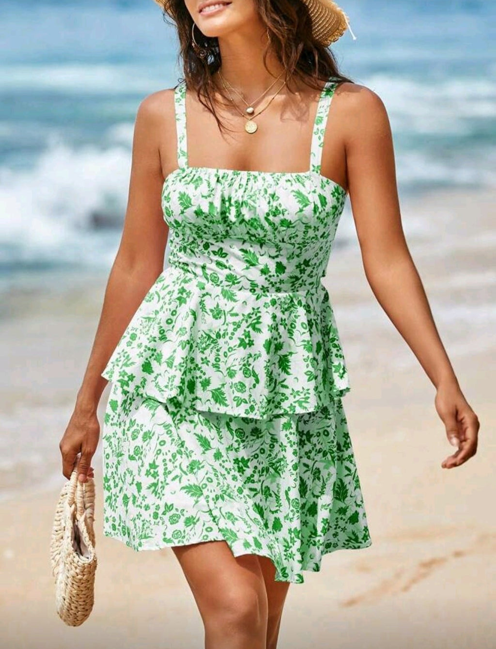 Vestido casual con estampado floral espalda semi abierta