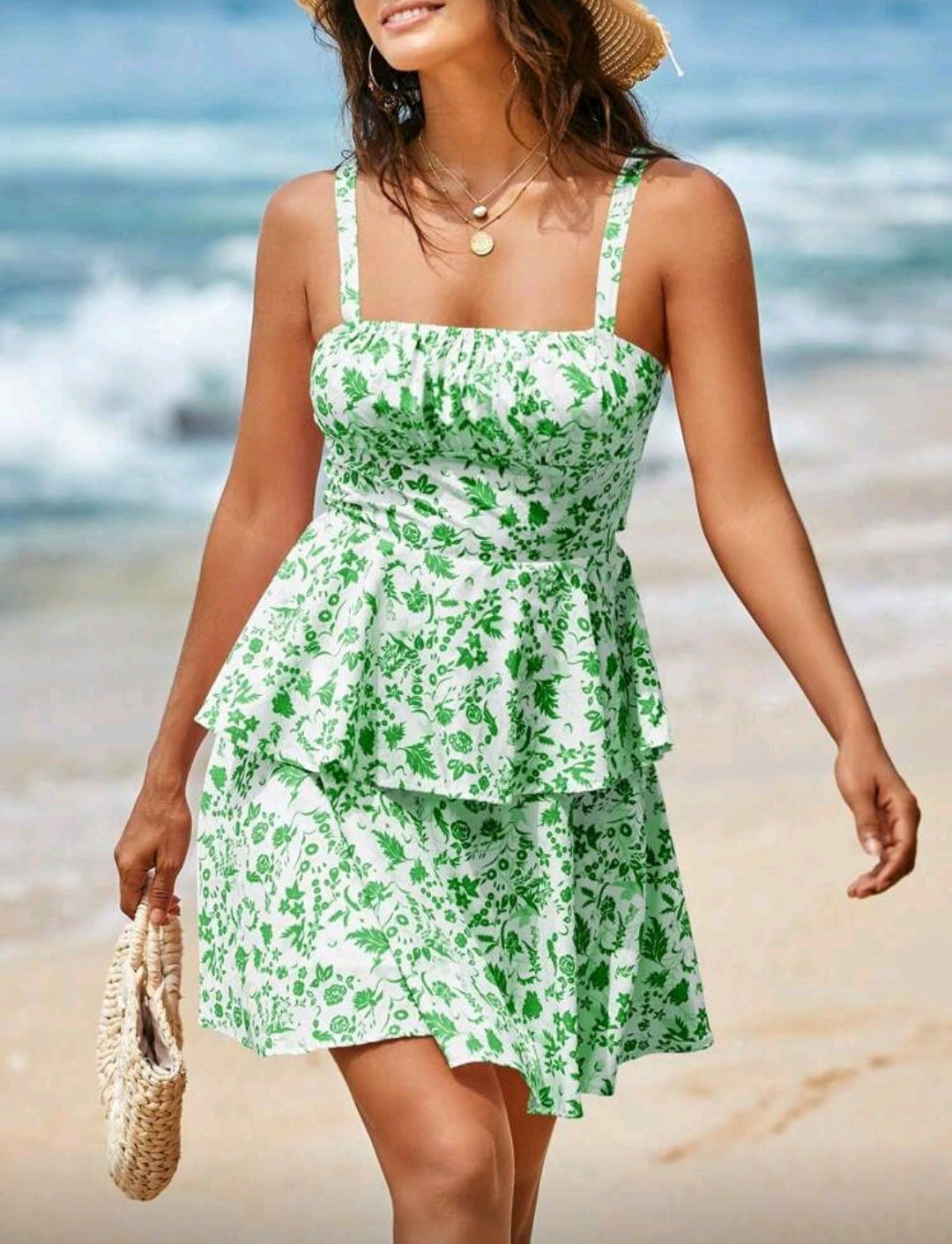 Vestido casual con estampado floral espalda semi abierta