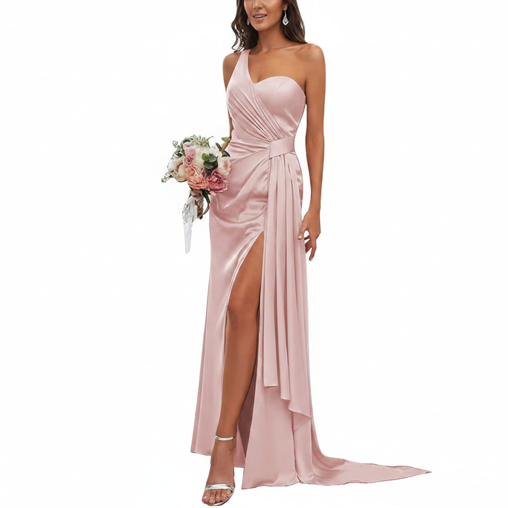 Vestido rosa claro de una manga