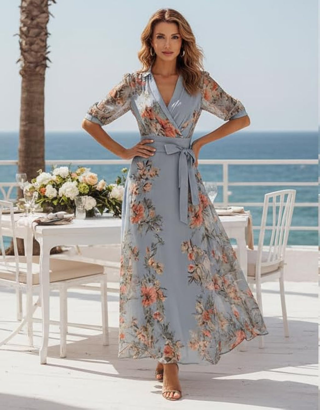 Vestido casual manga corta floral