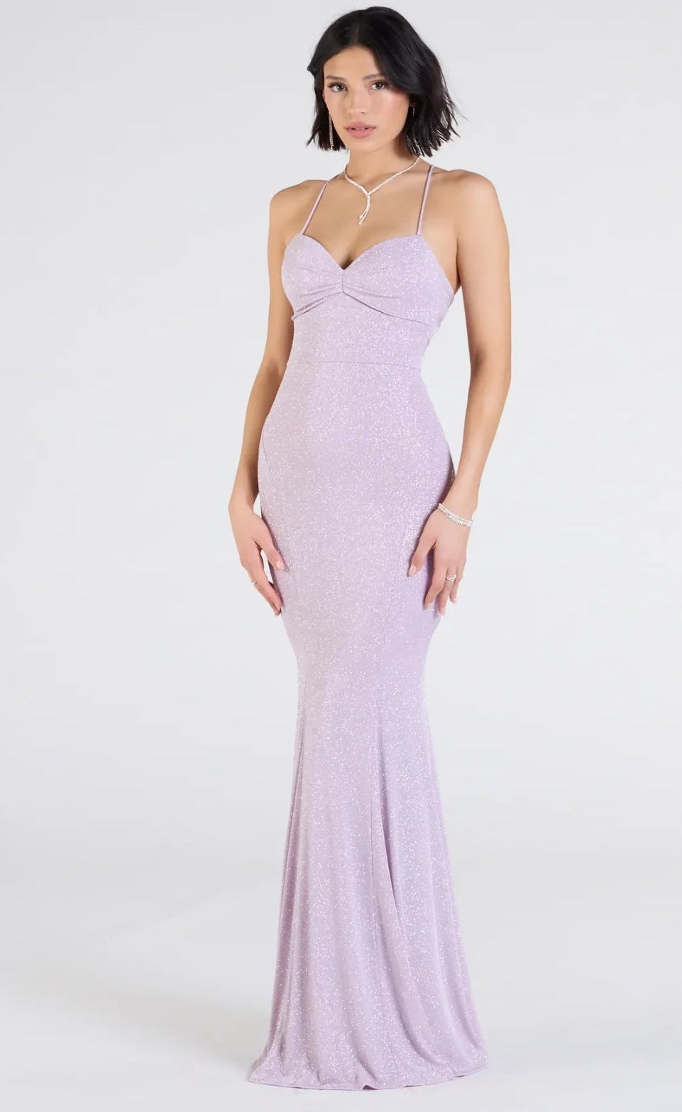 Vestido Liz lavanda espalda abierta corte sirena