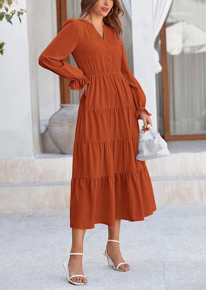 Vestido Terracota manga larga