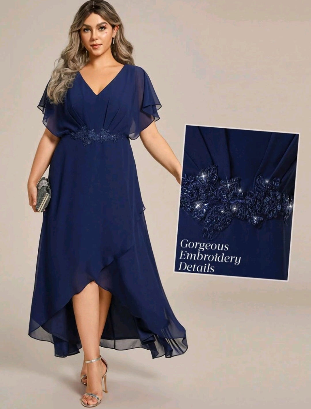 Vestido azul marino manga corta