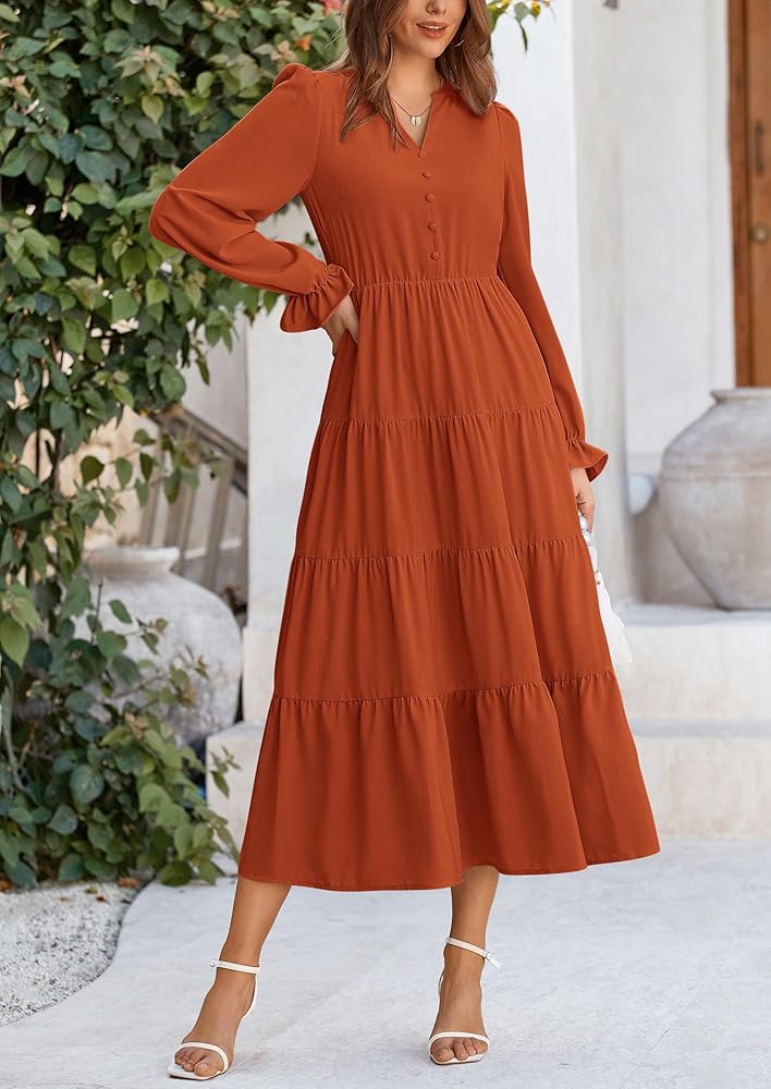Vestido Terracota manga larga