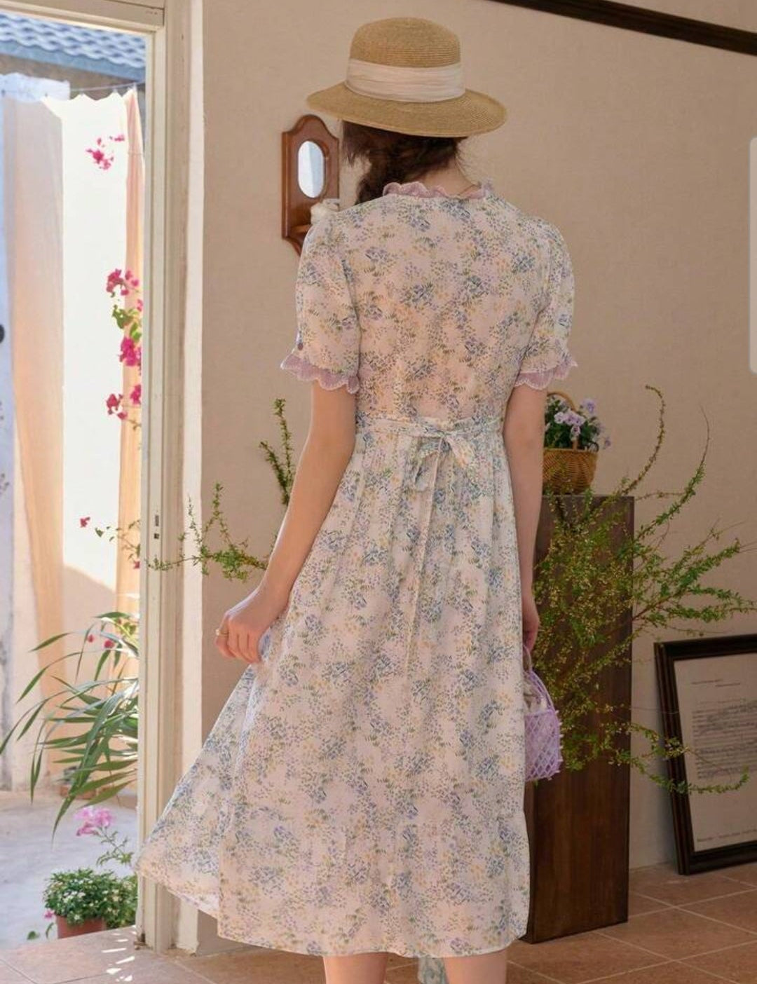 Vestido casual retro con estampado floral