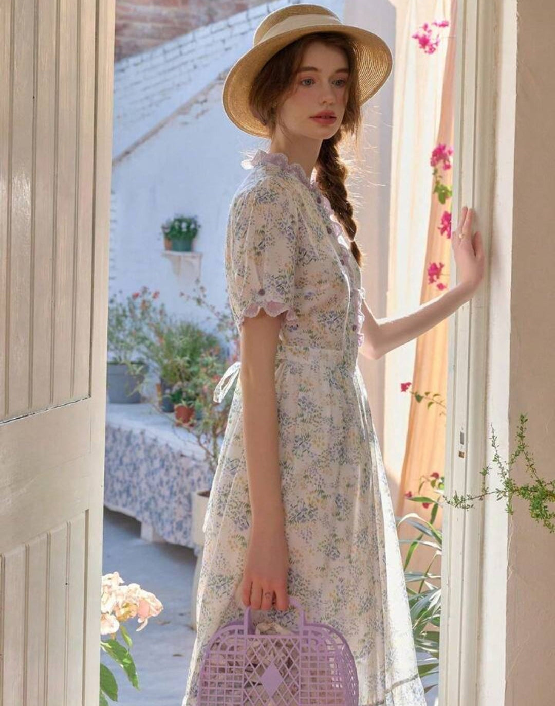 Vestido casual retro con estampado floral
