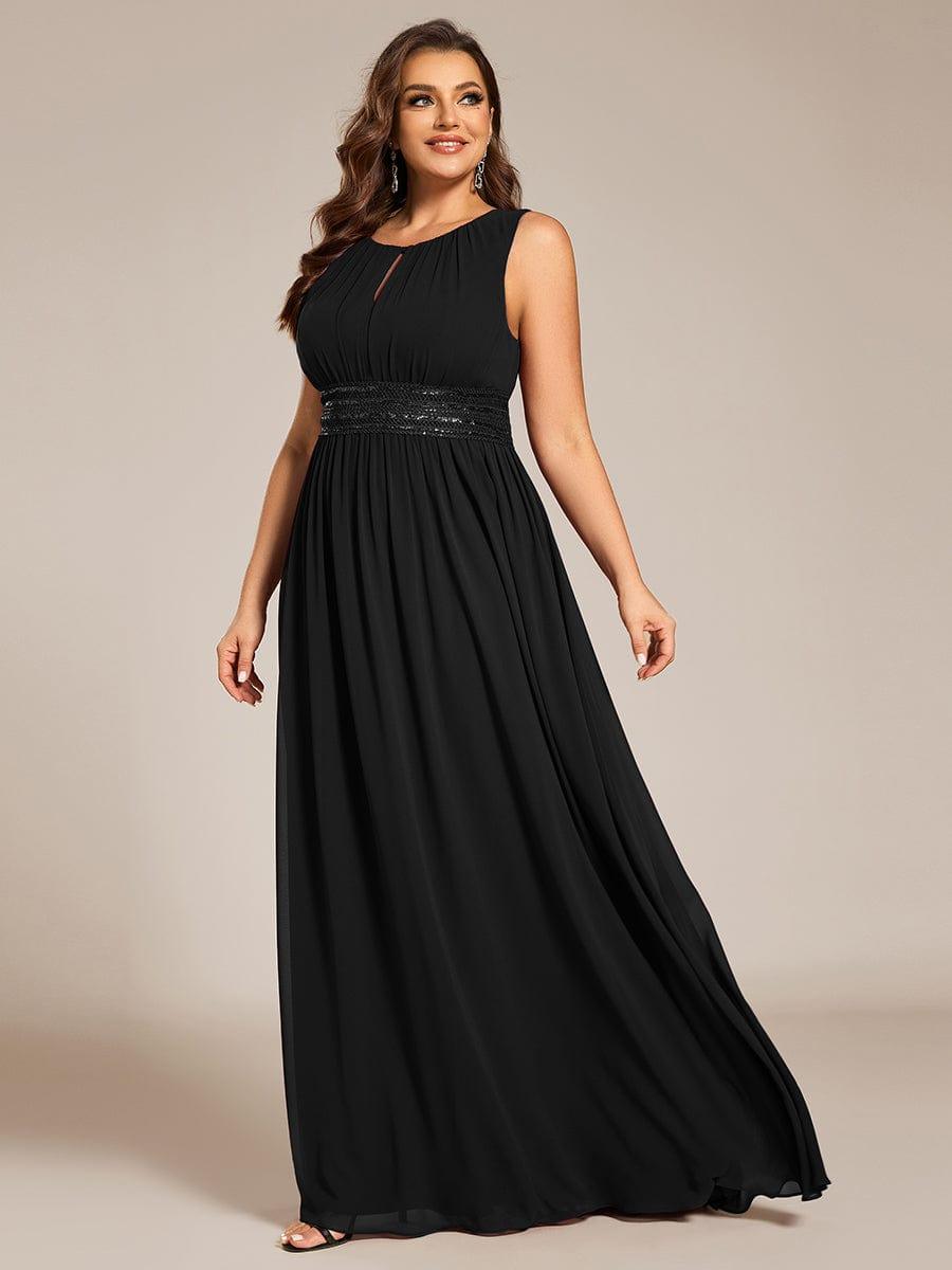 Vestido negro sin manga corte A