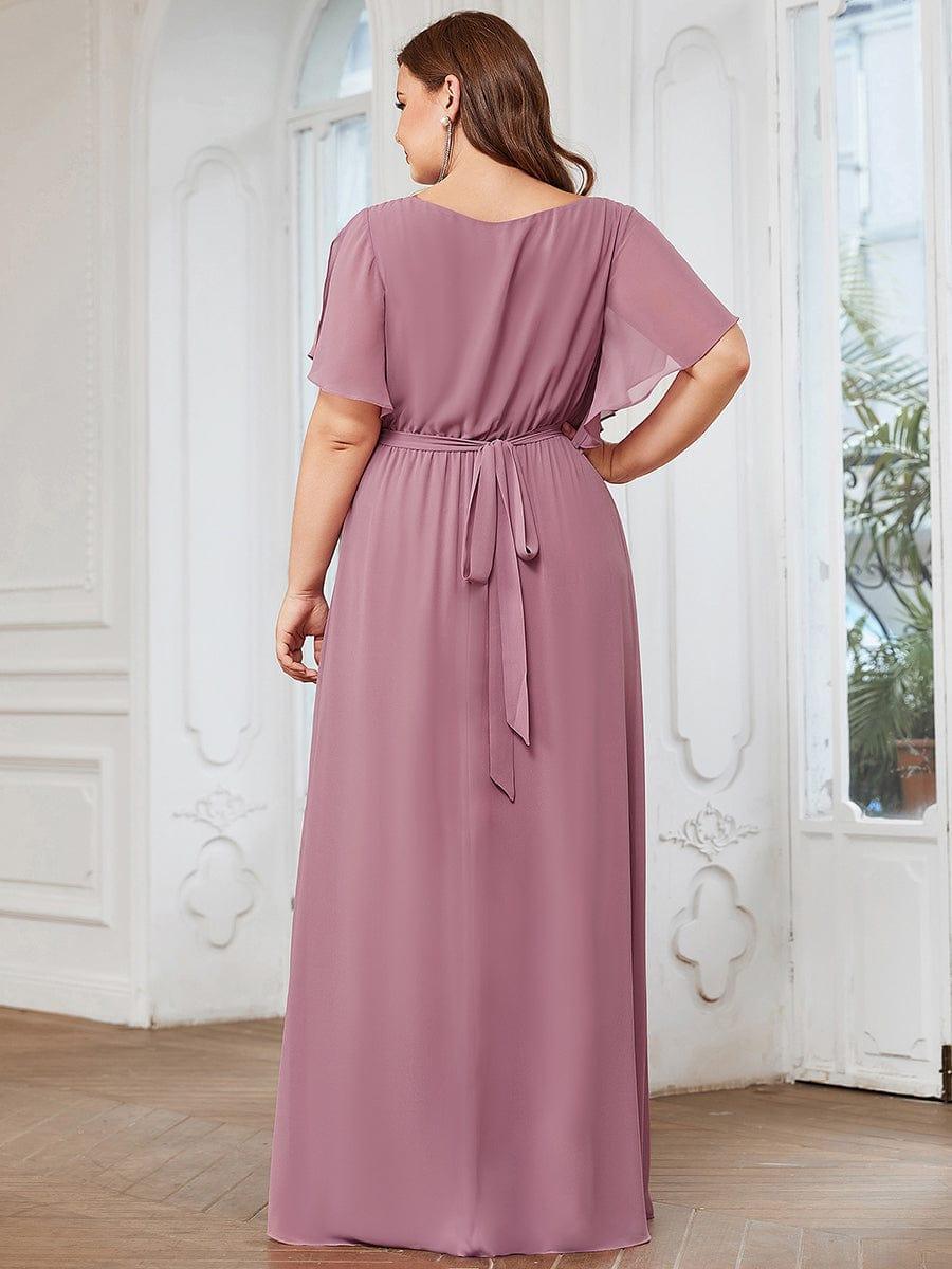 Vestido dusty pink con escote en V corte A