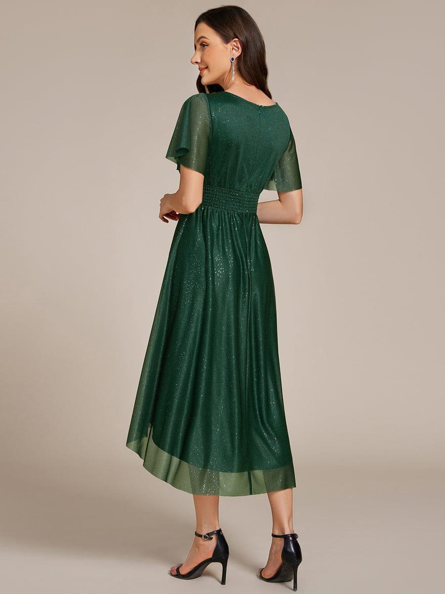Vestido midi verde esmeralda con brillo