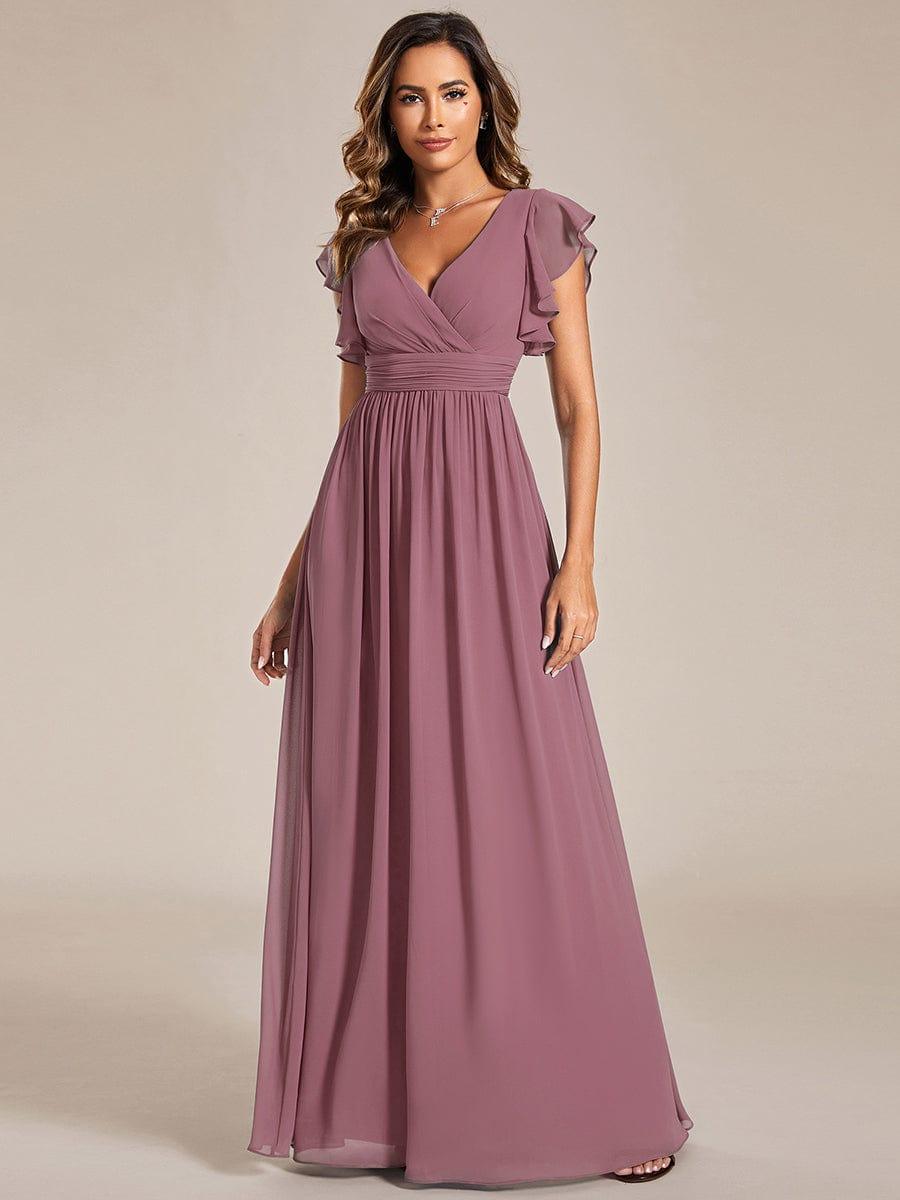 Vestido dusty pink con escote en V y espalda semi abierta