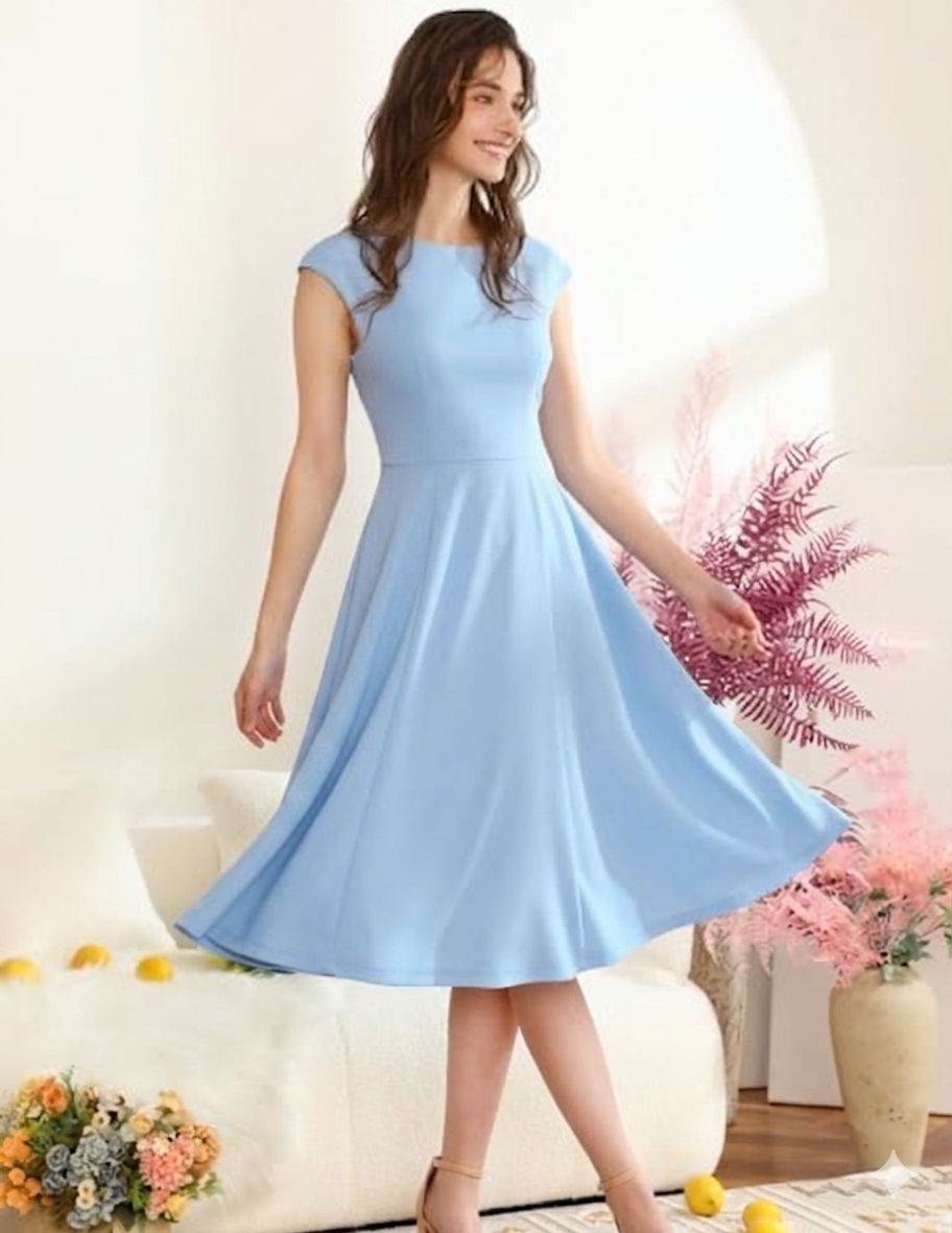 Vestido celeste formal midi