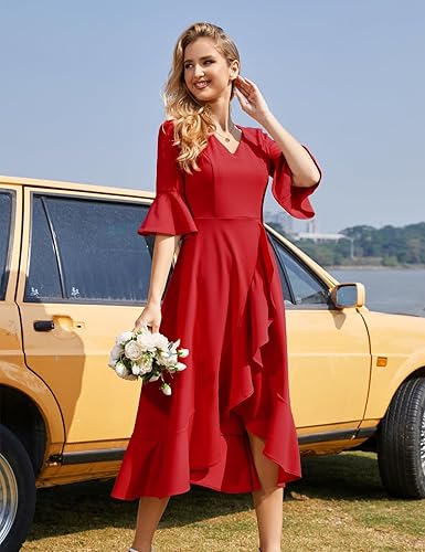Vestido rojo formal midi