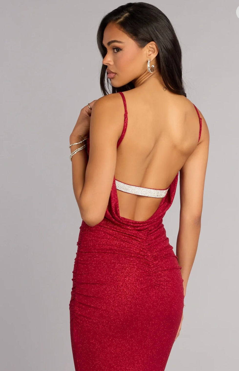 Vestido Amelie Vino rojizo brillante espalda abierta