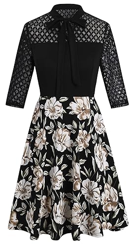 Vestido negro con falda flores y bolsas invisibles