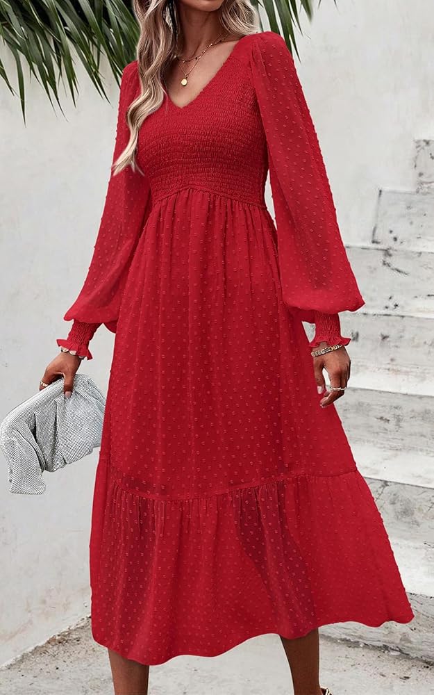 Vestido rojo manga larga