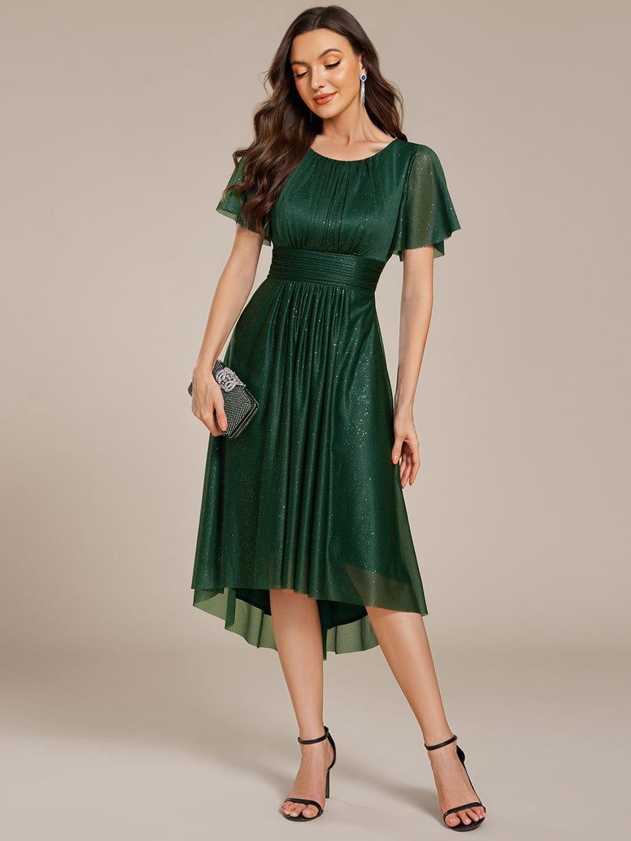 Vestido midi verde esmeralda con brillo