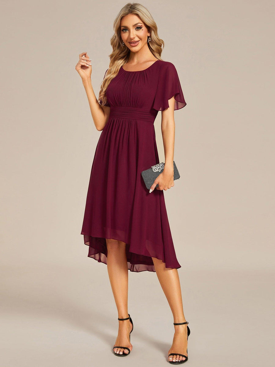 Vestido vino formal manga corta
