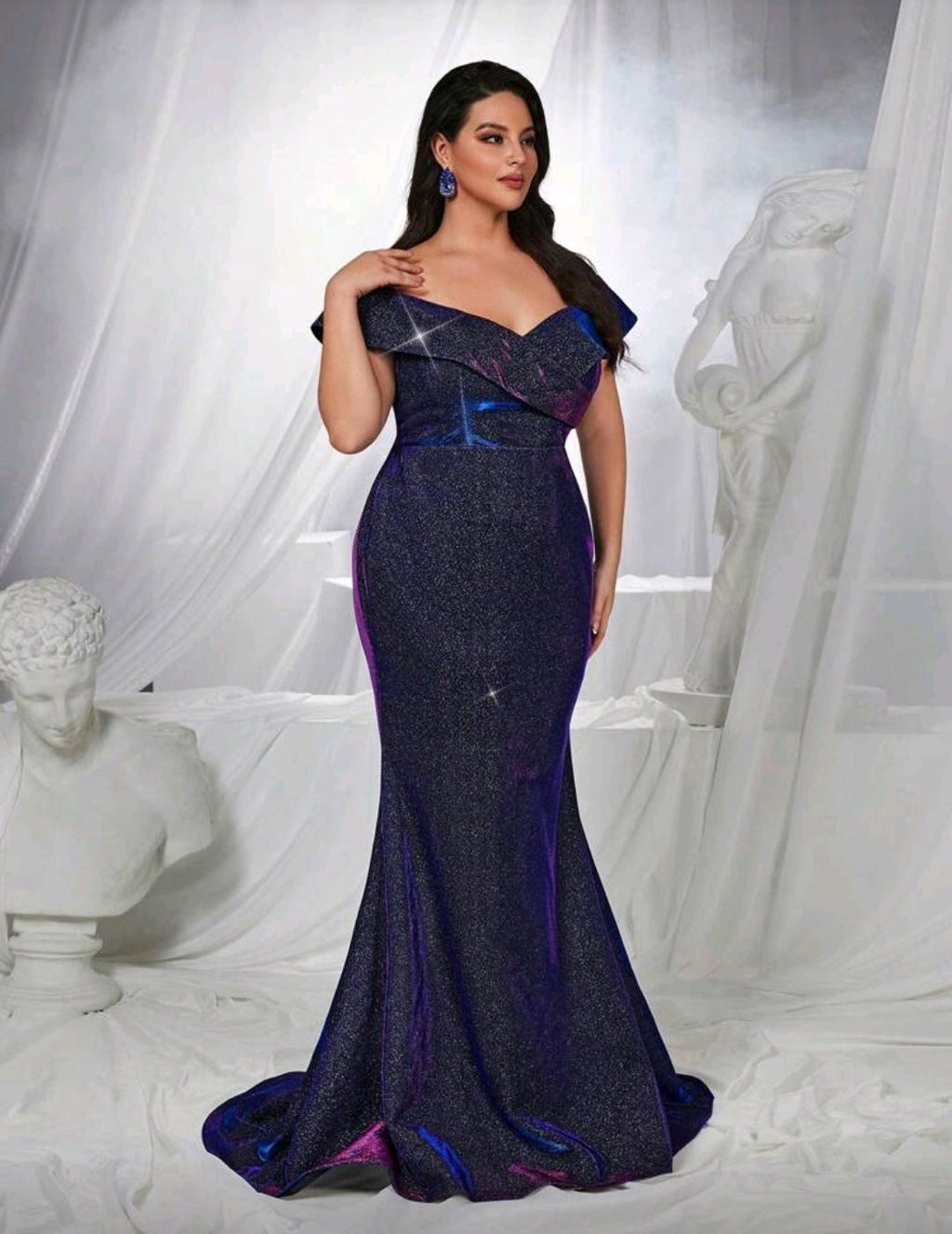 Vestido tornasol de manga caída