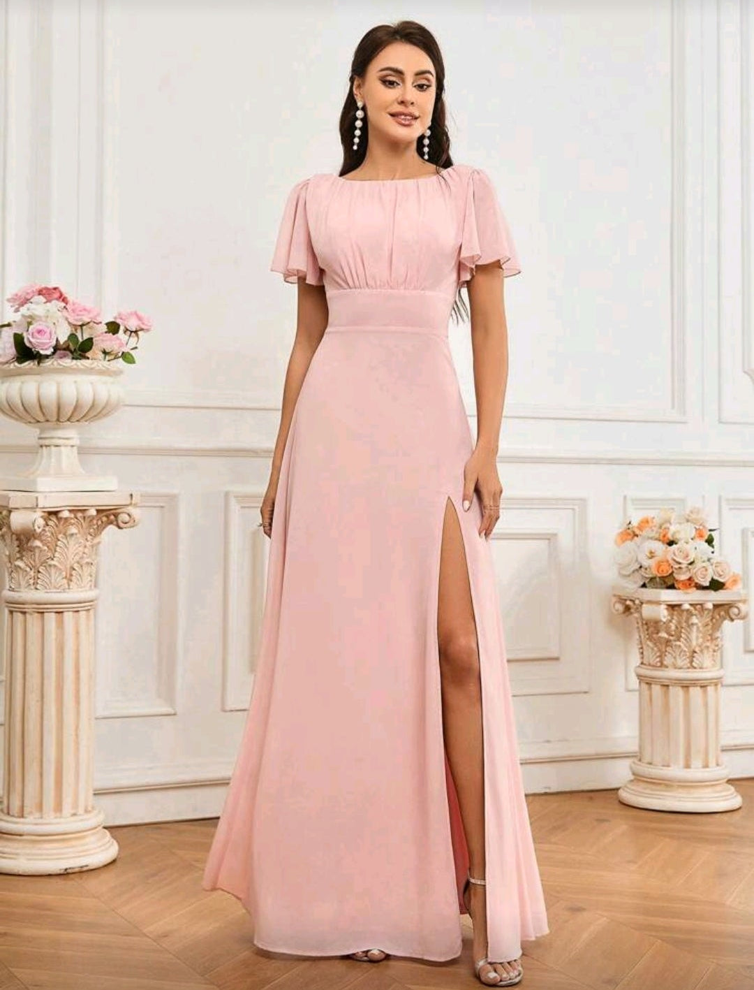 Vestido palo rosa espalda abierta