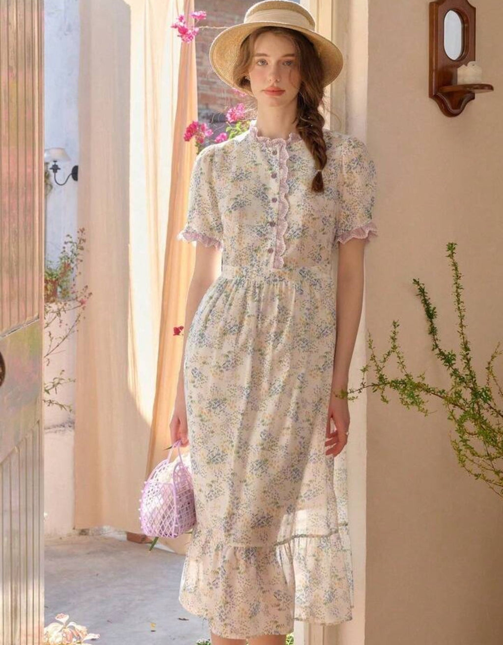Vestido casual retro con estampado floral