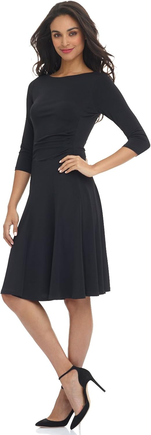 Vestido negro formal midi manga 3/4