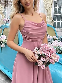 Vestido color mauve de tirante delgado corte A