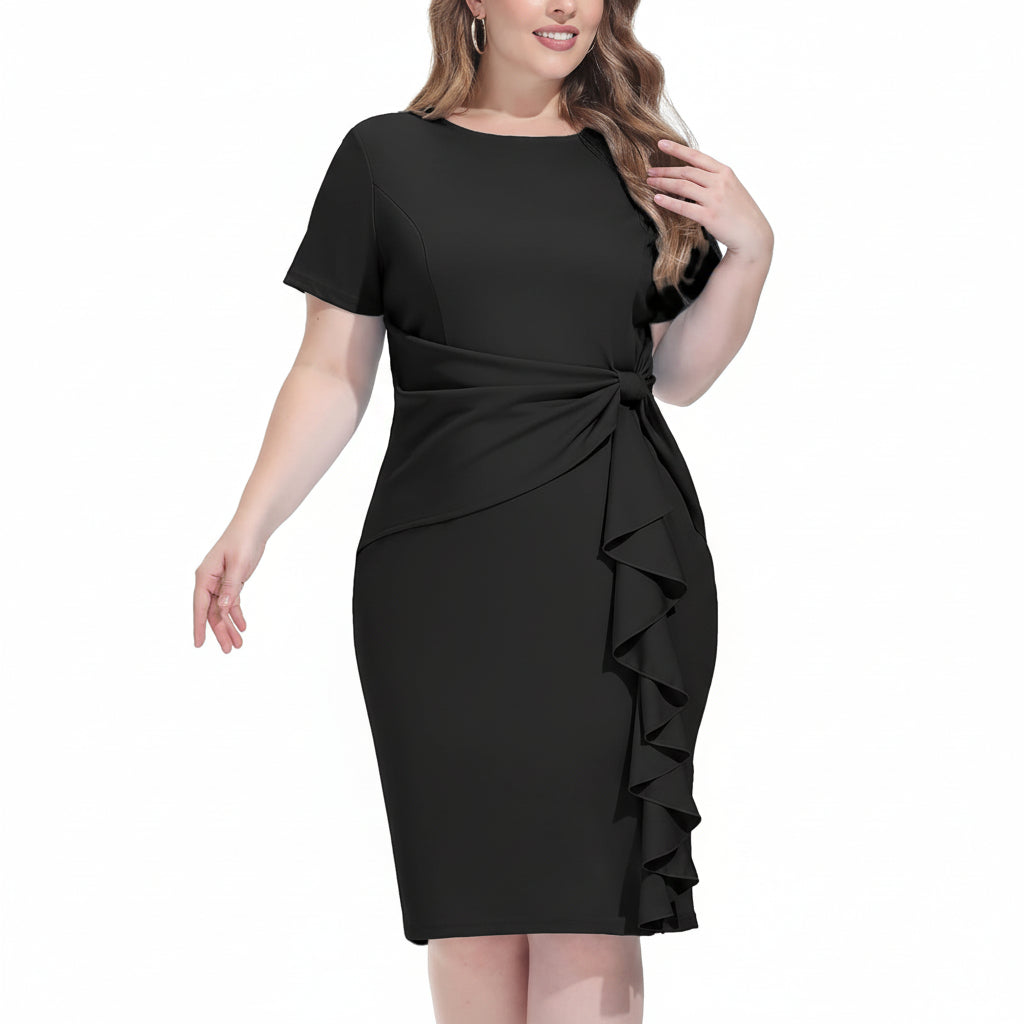 Vestido formal negro manga corta
