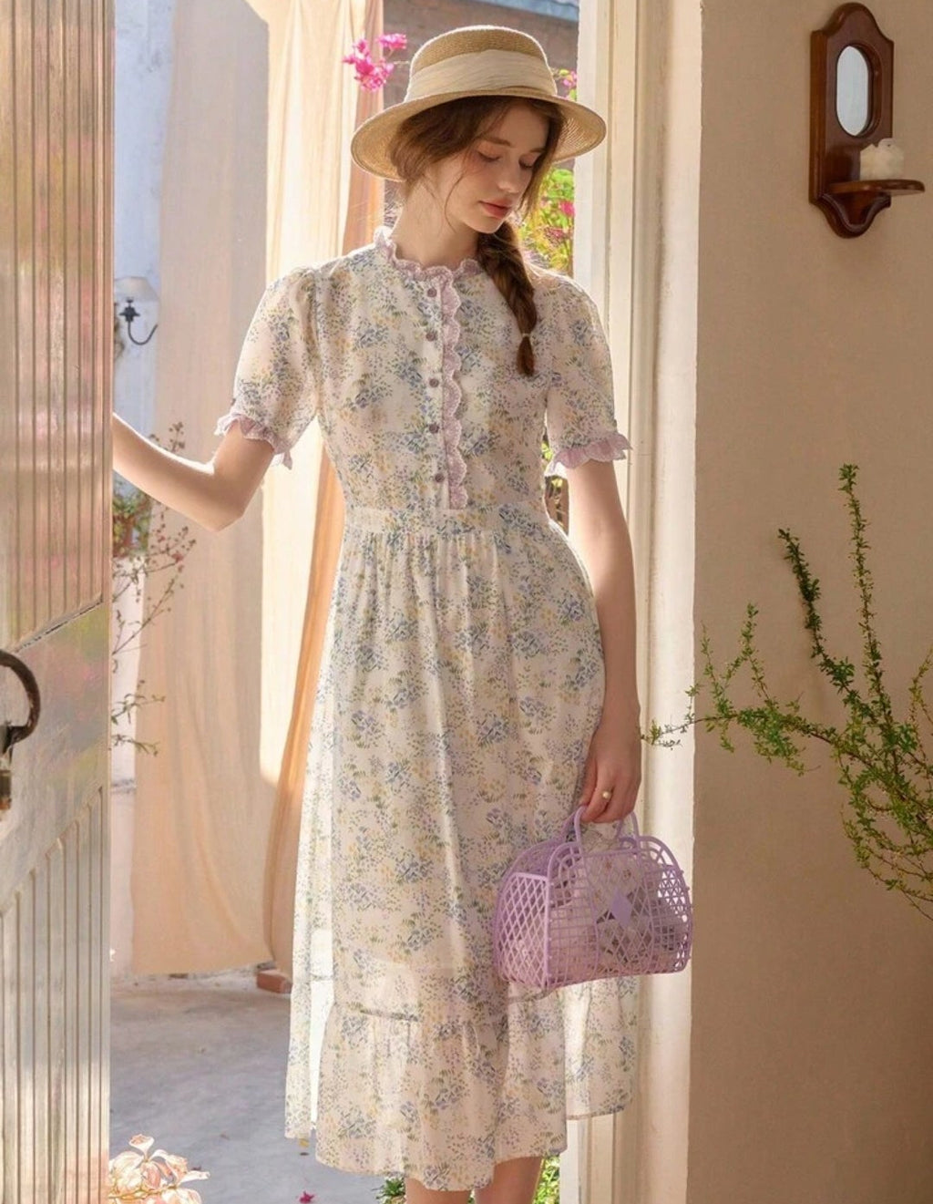 Vestido casual retro con estampado floral